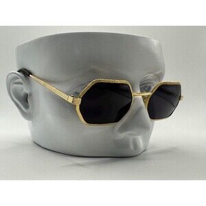 NEW Vintage Sunglasses | Non RX | Gold Glitter Metal | Geometric | #422.2